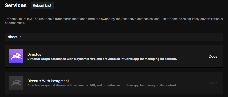 Directus Coolify Resource
